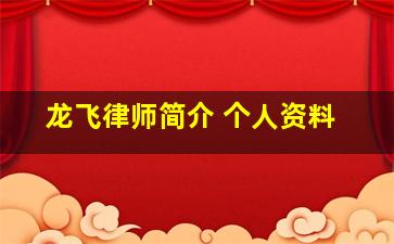 龙飞律师简介 个人资料